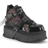 Vegan 5 cm SLACKER-50 alternative shoes platform glitter black