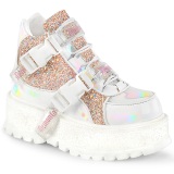 Vegan 5 cm SLACKER-50 alternative shoes platform glitter white