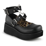Vegan 6 cm DEMONIA SPRITE-02 Black gothic mary jane pumps