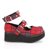 Vegan 6 cm DemoniaCult SPRITE-02 Plaid pattern gothic mary jane pumps