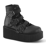 Vegan 7,5 cm CREEPER-260 creepers boots women - rockabilly boots with buckle