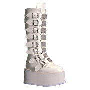 Vegan 9 cm DAMNED-318 buckle boots - alternative boots platform white