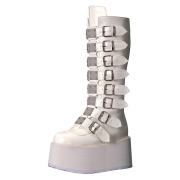 Vegan 9 cm DAMNED-318 buckle boots - alternative boots platform white