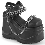 Vegan Black 15 cm DemoniaCult WAVE-20 lolita platform wedge sandals