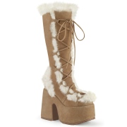 Vegan Fur 13 cm CAMEL-311-1 chunky heel platform boots