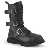 Vegan leather RIOT-12BK demonia boots - unisex steel toe combat boots