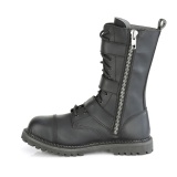 Vegan leather RIOT-12BK demoniacult boots - unisex steel toe combat boots