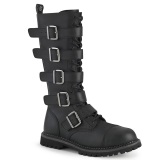 Vegan leather RIOT-18BK demoniacult boots - unisex steel toe combat boots