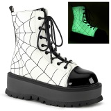 Vegan white 5 cm SLACKER-88 demoniacult ankle boots platform