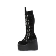Velvet 14 cm SWING-815 buckle boots - alternative boots platform black