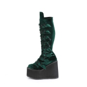 Velvet 14 cm SWING-815 buckle boots - alternative boots platform green