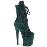 Velvet 18 cm FLAMINGO-1045VEL Green ankle boots high heels