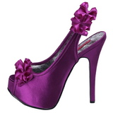 Violet Satin 14,5 cm Burlesque TEEZE-56 Platform High Heeled Sandal Shoes