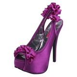 Violet Satin 14,5 cm Burlesque TEEZE-56 Platform High Heeled Sandal Shoes