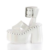 White 13 cm DemoniaCult CAMEL-102 lolita platform sandals