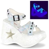 White 13 cm DemoniaCult DYNAMITE-02 lolita sandals wedge sandals