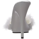 White 13 cm POISE-501F Marabou Feathers Mules Shoes