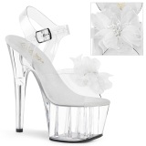 White 18 cm ADORE-708BFL platform pleaser sandals