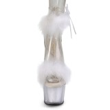 White 18 cm ADORE-724F exotic pole dance high heel sandals with feathers