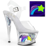 White 18 cm MOON-708RSS Neon platform high heels shoes