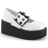 White 7,5 cm CREEPER-230 maryjane creepers women - rockabilly shoes with buckle