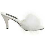 White Feathers 8 cm AMOUR-03 High Women Mules Shoes for Men