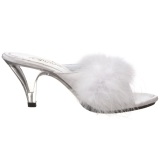 White Feathers 8 cm BELLE-301F High Women Mules Shoes for Men