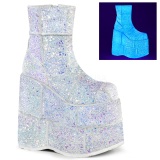 White Glitter 18 cm STACK-201G Platform Mens Ankle Boots