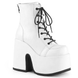 White Leatherette 13 cm DemoniaCult CAMEL-203 chunky goth ankle boots