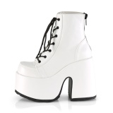 White Leatherette 13 cm DemoniaCult CAMEL-203 chunky goth ankle boots