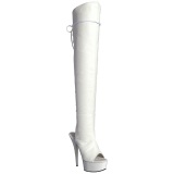 White Leatherette 15 cm DELIGHT-3019 Platform Thigh High Boots