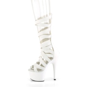White Leatherette 18 cm ADORE-700-48 high heels with ankle laces