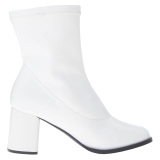 White Leatherette 7,5 cm GOGO-150 stretch block heels ankle boots