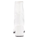 White Leatherette 7,5 cm GOGO-150 stretch block heels ankle boots