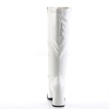 White Leatherette 7,5 cm GOGO-300WC knee high womens boots with wide calf