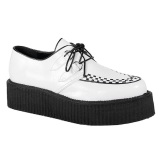 White Leatherette V-CREEPER-502 Platform Mens Creepers Shoes