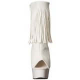 White Matte 15 cm DELIGHT-1019 womens fringe ankle boots high heels