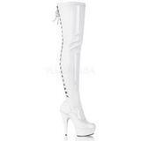 White Patent 15,5 cm DELIGHT-3063 Platform Thigh High Boots