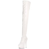 White Patent 15,5 cm DELIGHT-3063 Platform Thigh High Boots