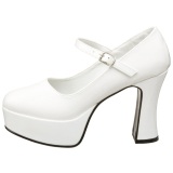 White Shiny 11 cm MARYJANE-50 Mary Jane Platform Pumps