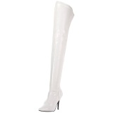 White Shiny 13 cm SEDUCE-3000 Thigh High Boots for Men