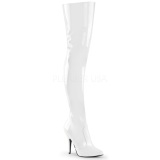 White Shiny 13 cm SEDUCE-3010 Thigh High Boots for Men