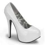 White Shiny 14,5 cm Burlesque BORDELLO TEEZE-06 Platform Pumps