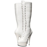 White Shiny 15,5 cm DELIGHT-2023 Platform Knee Boots