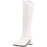 White Shiny 7,5 cm GOGO-300 High Heeled Womens Boots for Men