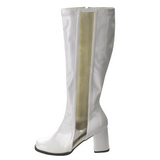 White Shiny 8,5 cm GOGO-303 High Heeled Womens Boots for Men