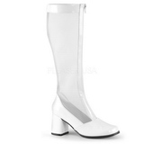 White Shiny 8,5 cm GOGO-307 High Heeled Womens Boots for Men