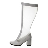 White Shiny 8,5 cm GOGO-307 High Heeled Womens Boots for Men