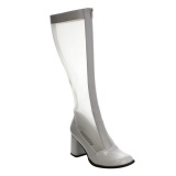 White Shiny 8,5 cm GOGO-307 High Heeled Womens Boots for Men