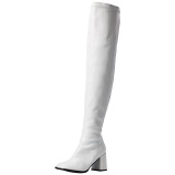 White Shiny 8 cm GOGO-3000 Thigh High Boots for Men